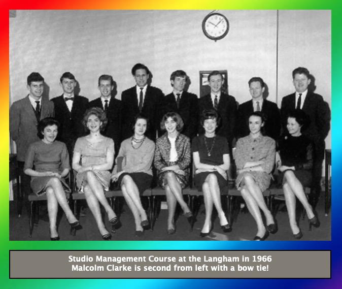 Studio Management Course at the Langham in 1966. Malcolm Clarke is second from left with a bow tie!